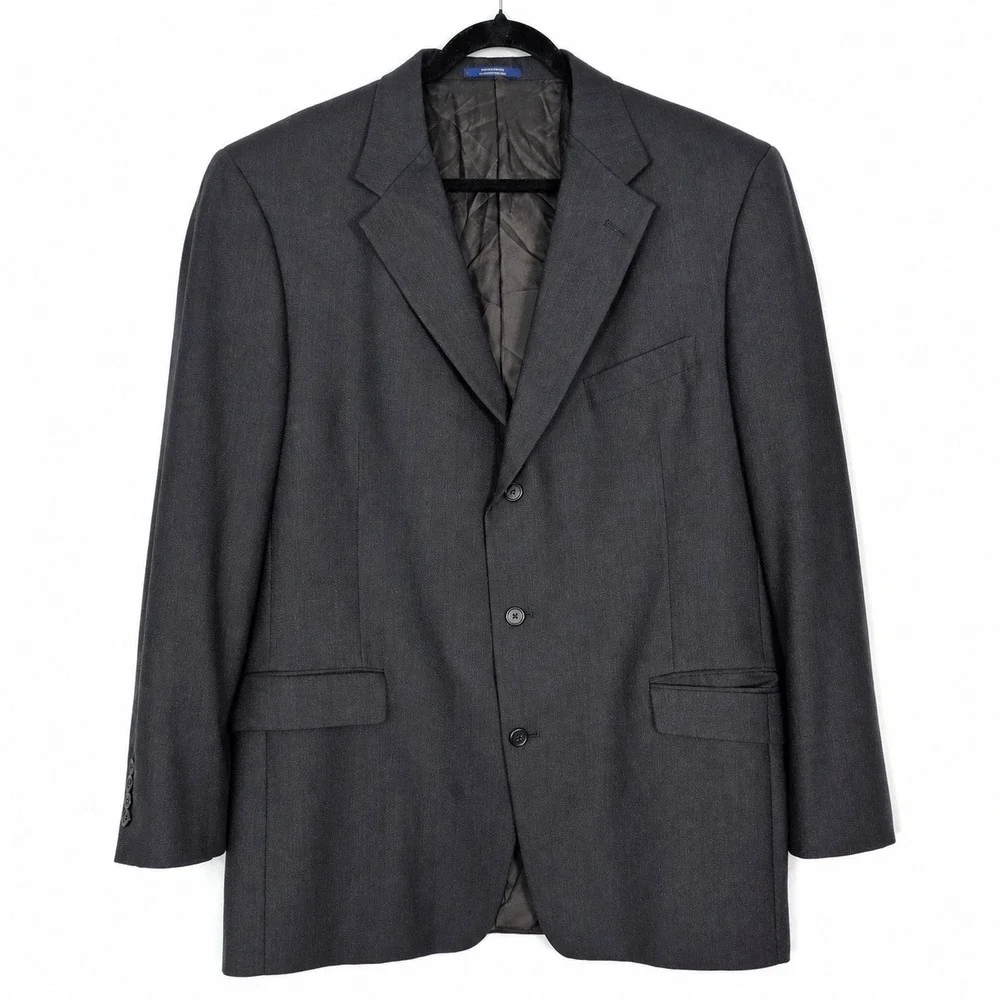 Ted Baker Blazer Mens 48L Charcoal Grey 3-Button Wool Sport Coat USA Made Preppy